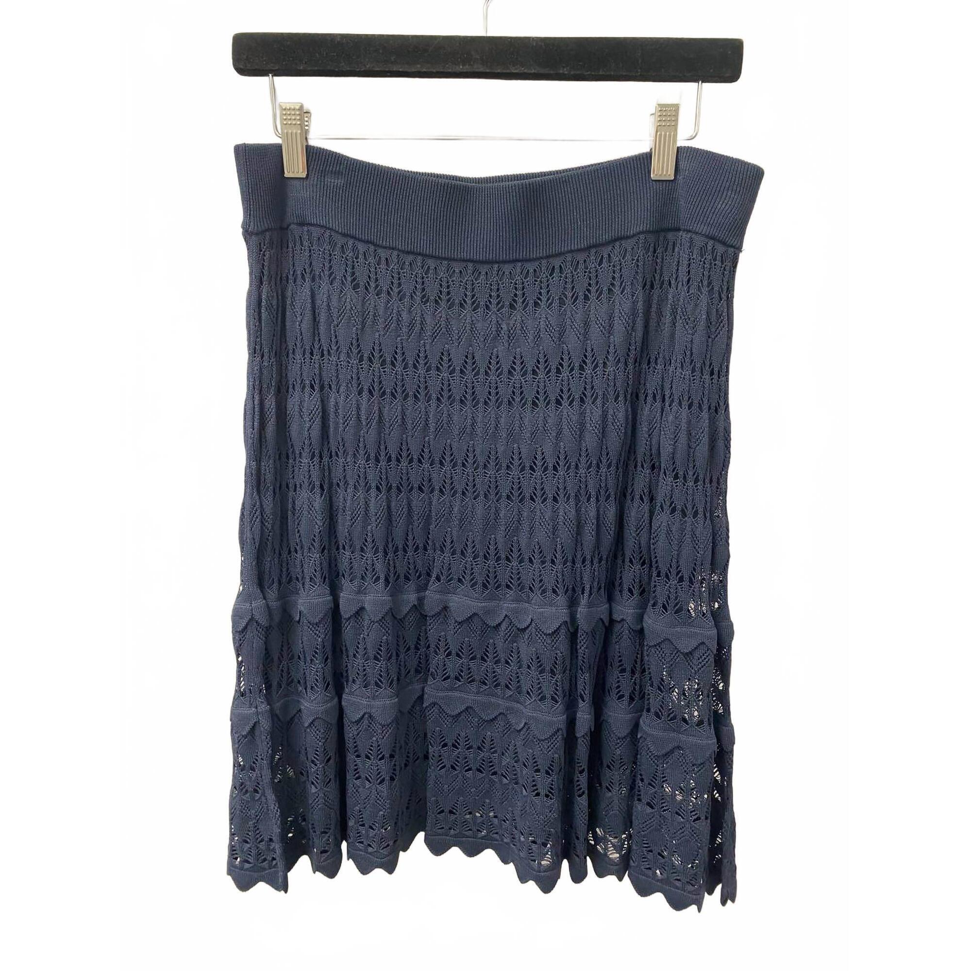 New Minnie Rose Women's Scallop Weave Skirt In Navy